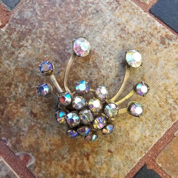 Vintage Aurora Borealis  AB Rhinestone Brooch - Picture 1 of 2